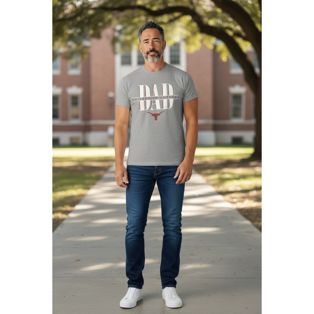University of Texas Longhorns Dad TShirt Mens Small Gray Image One UT Austin NEW
